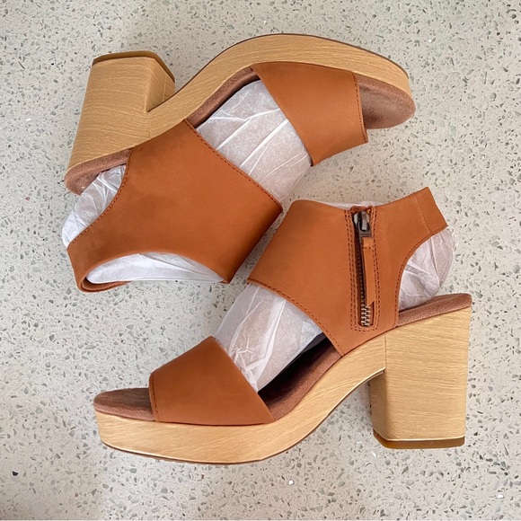 TOMS Majorca Leather Platform Sandal, Tan Leather, Size 8 - Picture 6 of 9